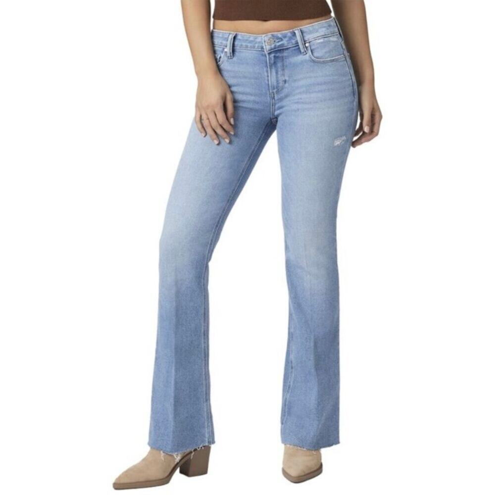 Paige Sz 27 Laurel Canyon Jeans in Nostalgia Wash Bootcut Distressed Light Wash